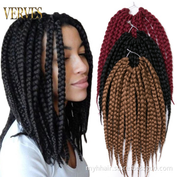 Crochet Box Braids Hair Extensions 14 Inch 12 strands/piece Burgundy Blonde Black Synthetic Pure Color Braiding Hair Zip
